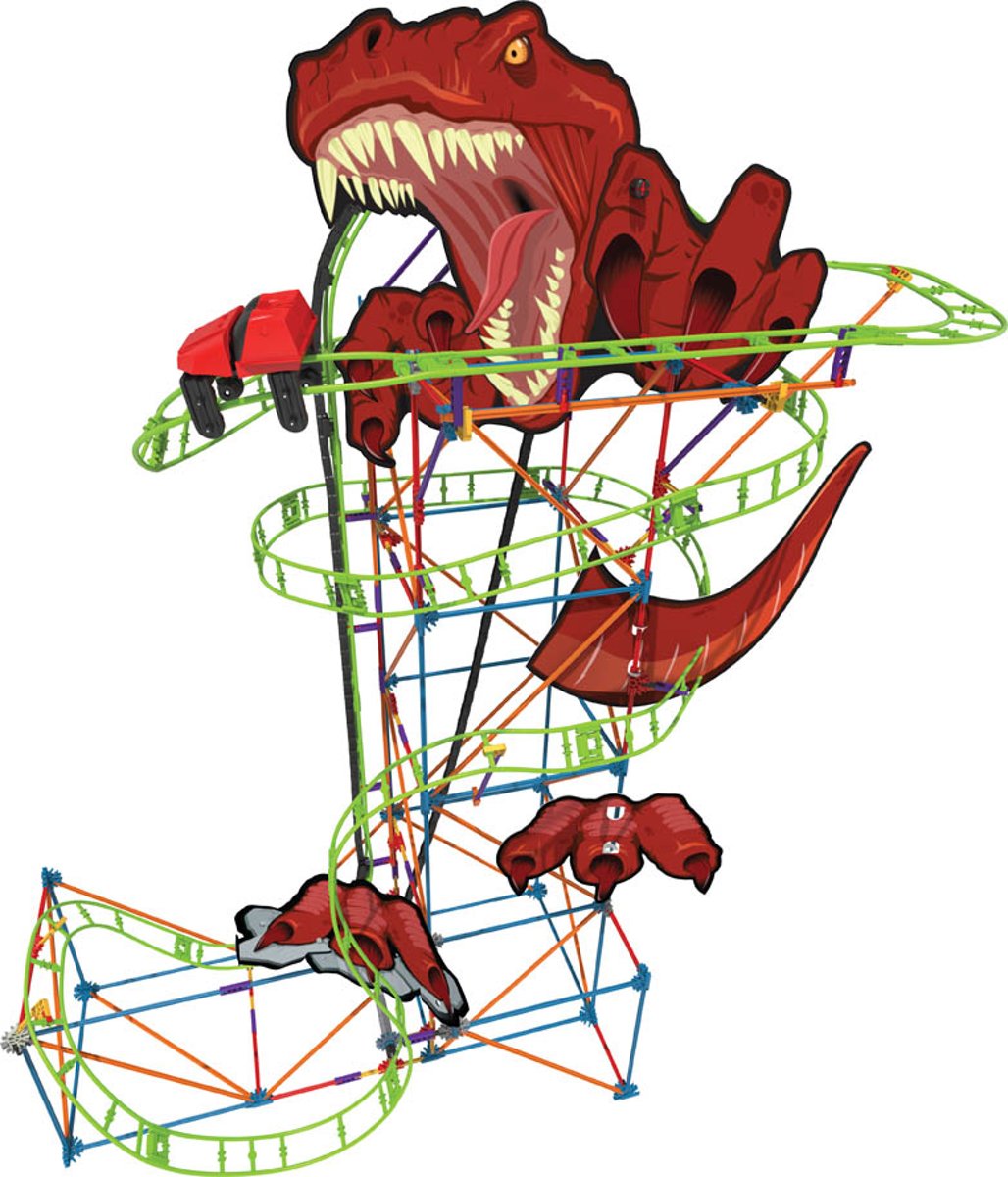 Knex Thrill Rides - T-Rex Fury Roller Coaster - Knected